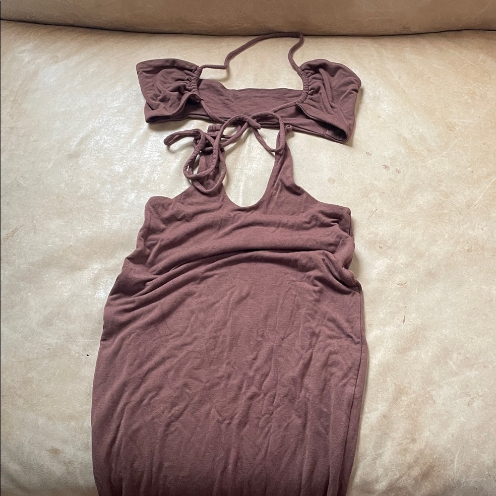Babyboo Two-Piece Maxi Cut Out Dress XS brown - Picture 2 of 5
